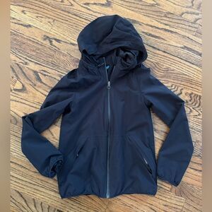 IVIVVA Black Hooded Wind and Rain Fall Jacket Black White Logo Girls 8